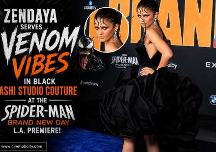 Zendaya Venom vibes in black Ashi Studio couture gown at Spider-Man Brand New Day L.A. premiere