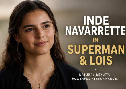 Inde Navarrette wearing a stylish black outfit as Sarah Cushing in Superman & Lois