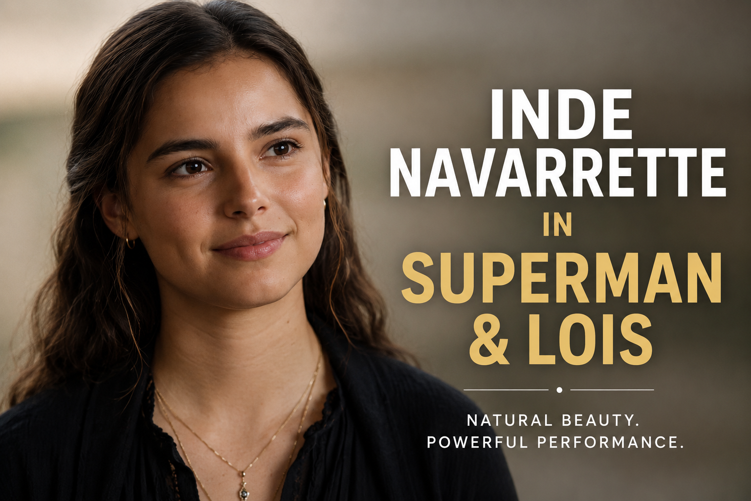 Inde Navarrette wearing a stylish black outfit as Sarah Cushing in Superman & Lois