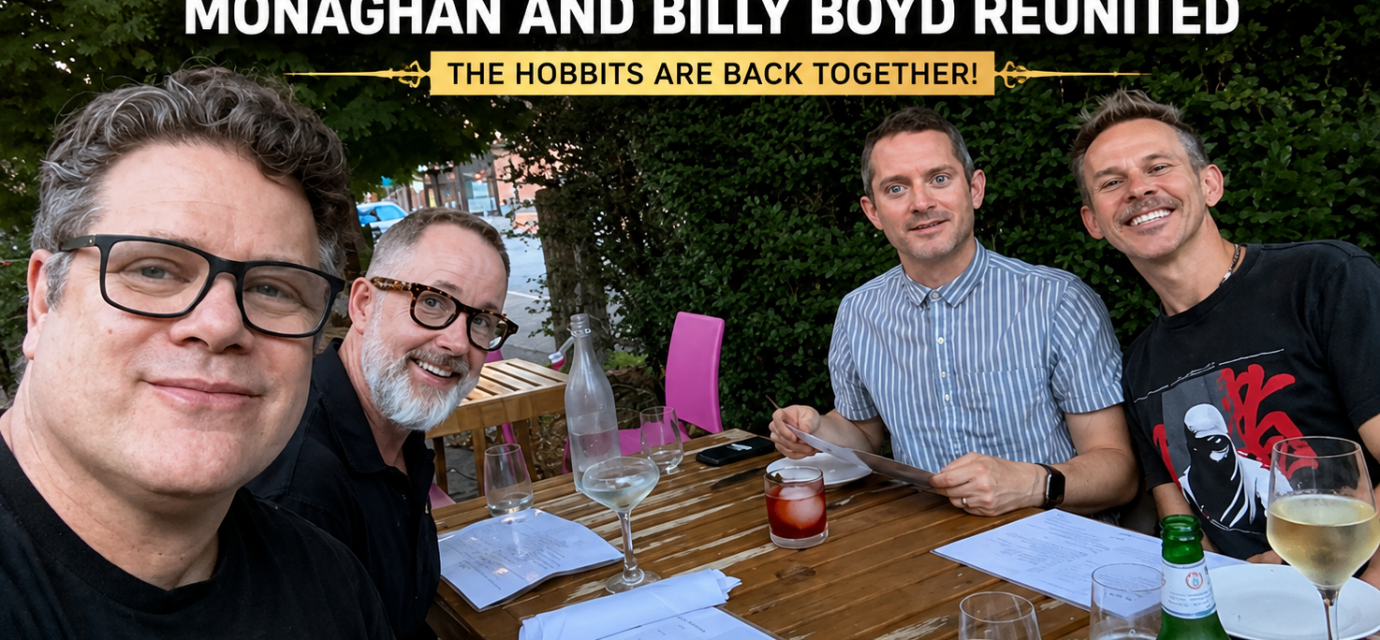 Lord of the Rings stars Elijah Wood Sean Astin Dominic Monaghan and Billy Boyd reunite
