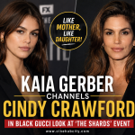 Kaia Gerber channels Cindy Crawford in a black Gucci look at The Shards event