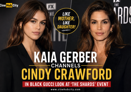 Kaia Gerber channels Cindy Crawford in a black Gucci look at The Shards event