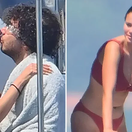 Selena Gomez and Benny Blanco share a romantic kiss aboard a luxury yacht during their vacation in France.