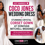 Coco Jones wedding dress featuring a crystal corset bodice during her wedding to Donovan Mitchell