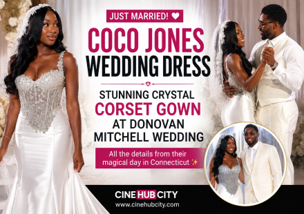 Coco Jones wedding dress featuring a crystal corset bodice during her wedding to Donovan Mitchell