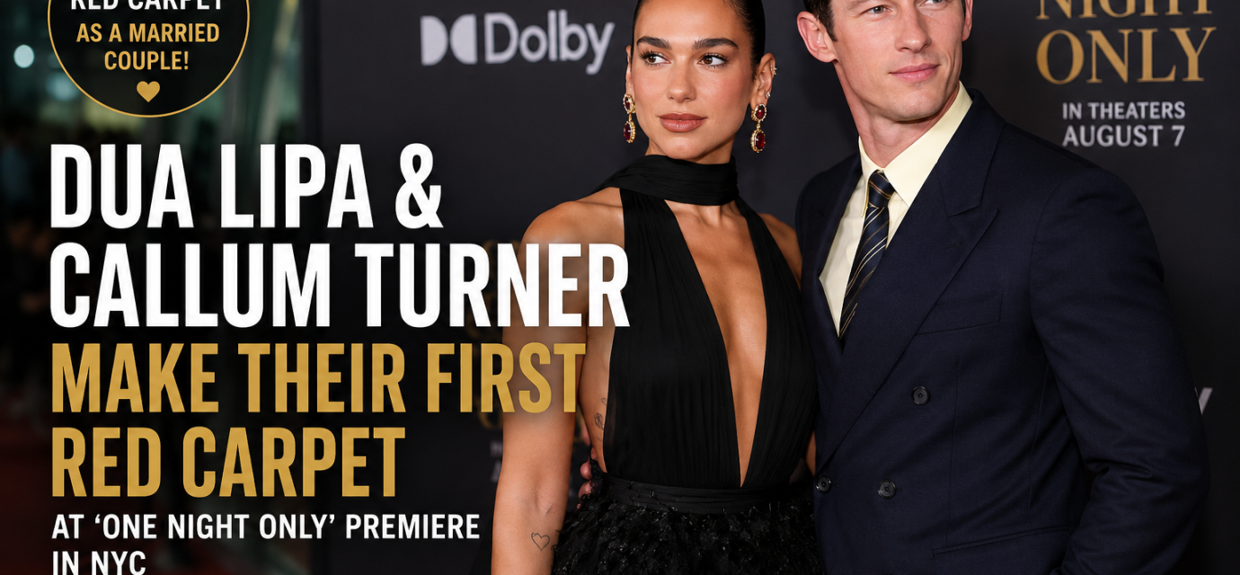 Dua Lipa and Callum Turner make their first red carpet appearance as a married couple at the One Night Only premiere in New York City.