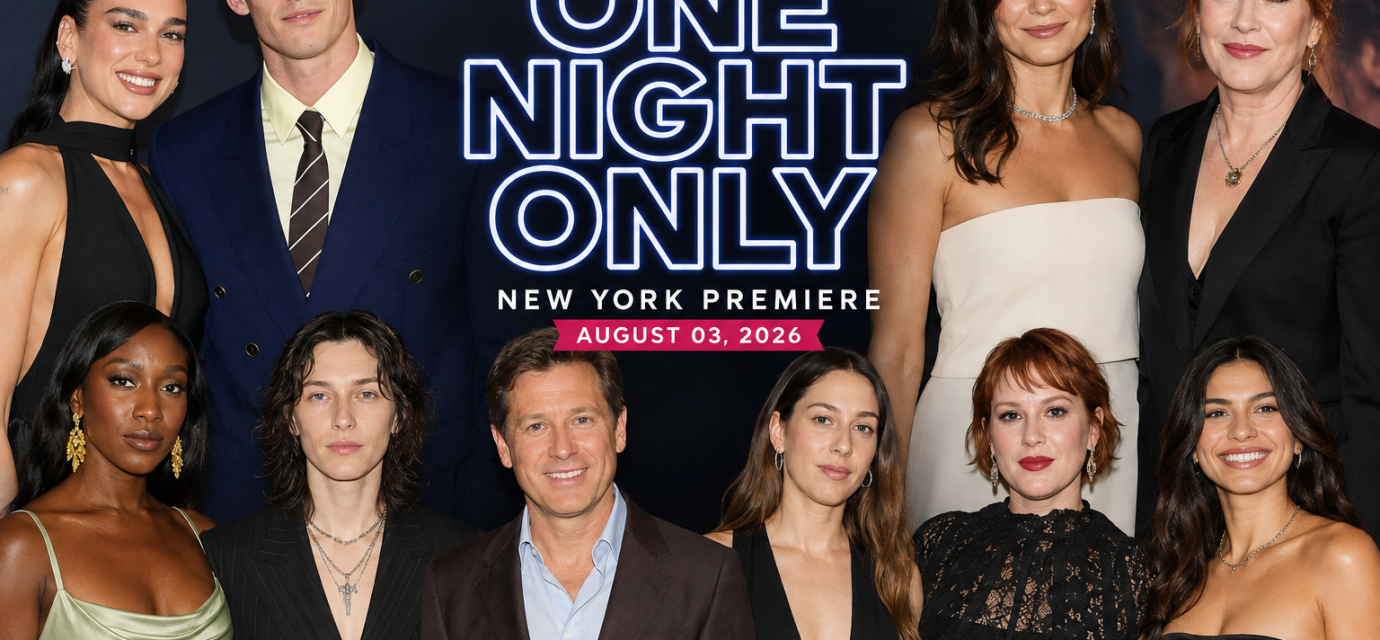 Callum Turner, Monica Barbaro, Dua Lipa and cast at the One Night Only red carpet premiere in New York City