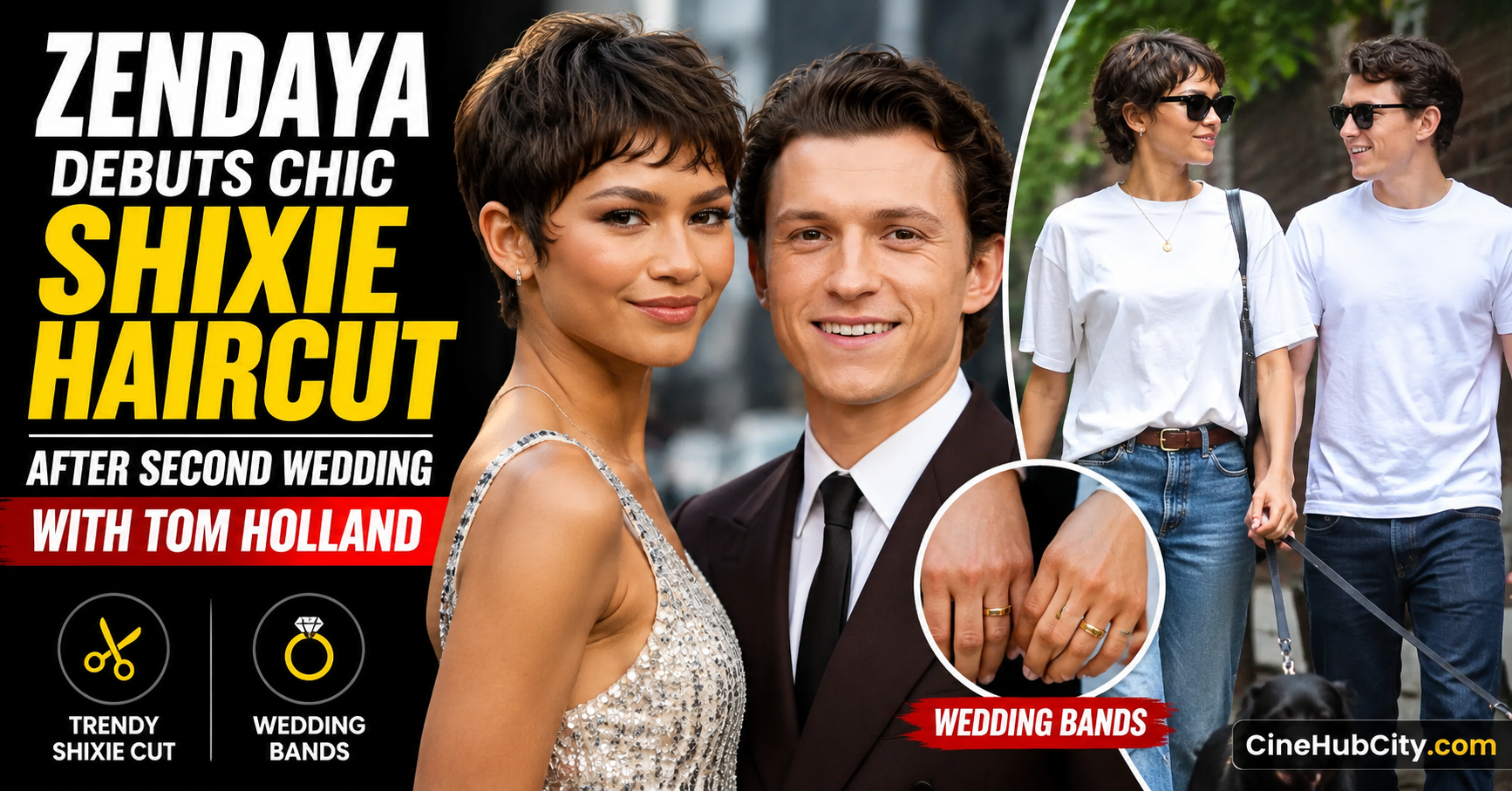 Zendaya debuts her new shixie haircut with Tom Holland