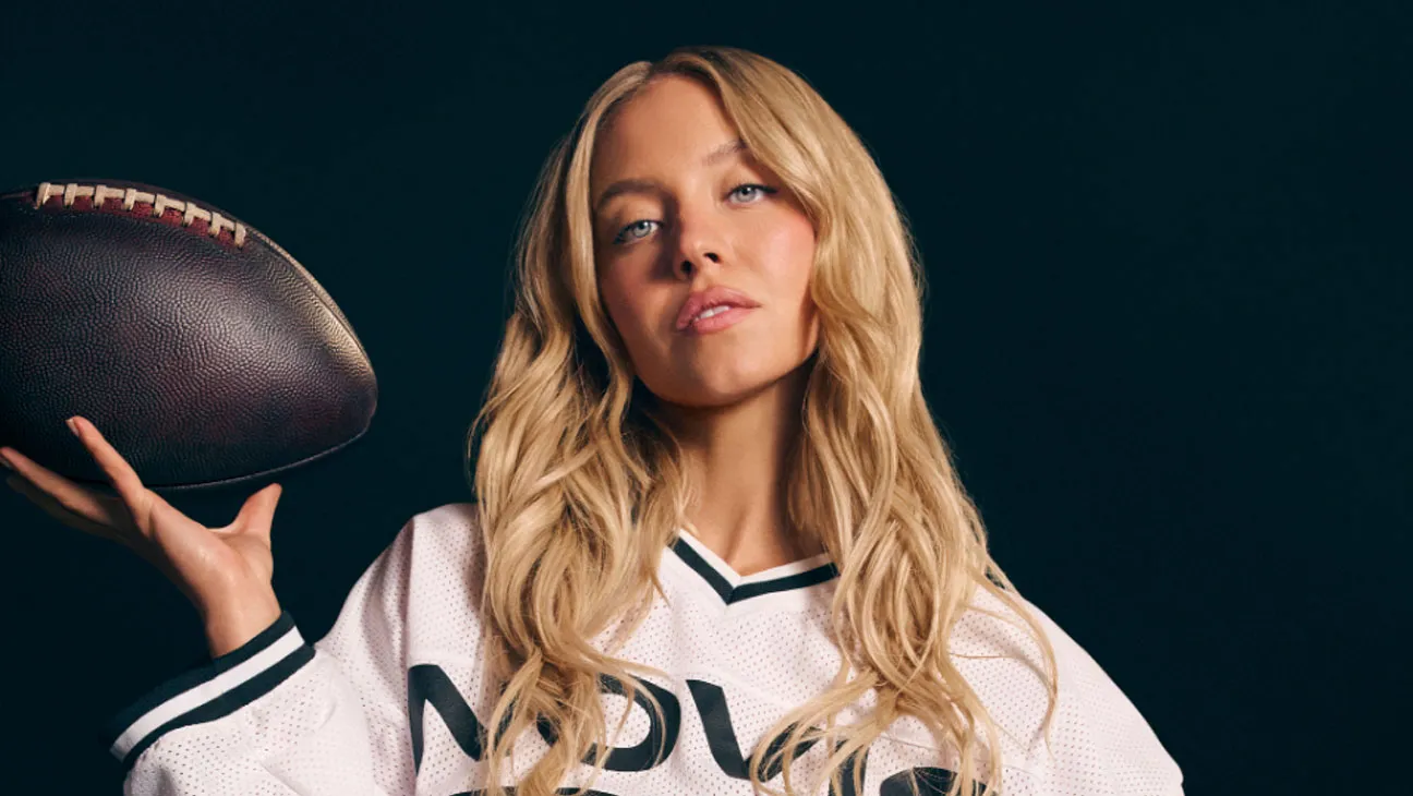 Sydney Sweeney posing for the viral Sydney Sweeney Novig ad sports campaign